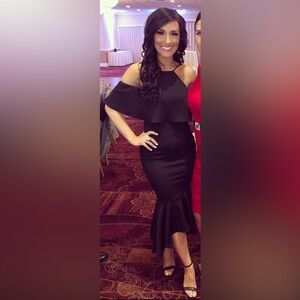 ASOS Black Halter off the shoulder Sheath Dress Cocktail